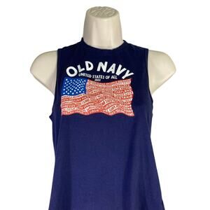 Old Navy Women's XS 4th of July Sleeveless‎ Tank Top USA Flag Graphic Patriotic